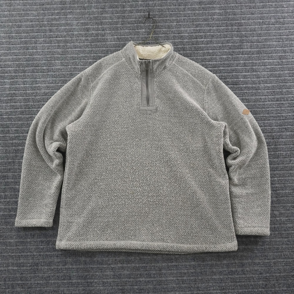 Orvis Quarter Zip Fleece Pullover Mens XL Gray Sherpa Lined Sweater